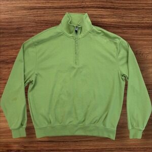Page & Tuttle Quarter Zip Golf‎ Pullover Mens L Vintage Wash Green Pima Sweater